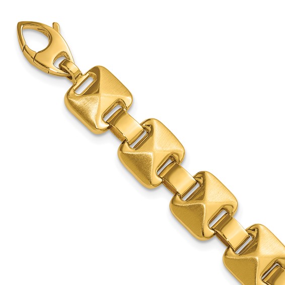 Leslie's 14K Polished and Brushed Fancy Square Link Reversible Bracelet