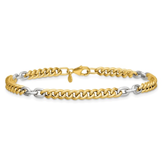 Leslie's 14K Two-tone Polished Link Bracelet