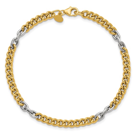 Leslie's 14K Two-tone Polished Link Bracelet