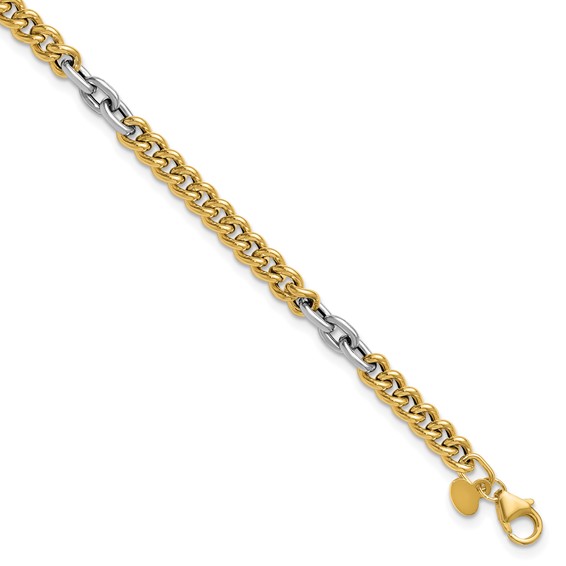 Leslie's 14K Two-tone Polished Link Bracelet