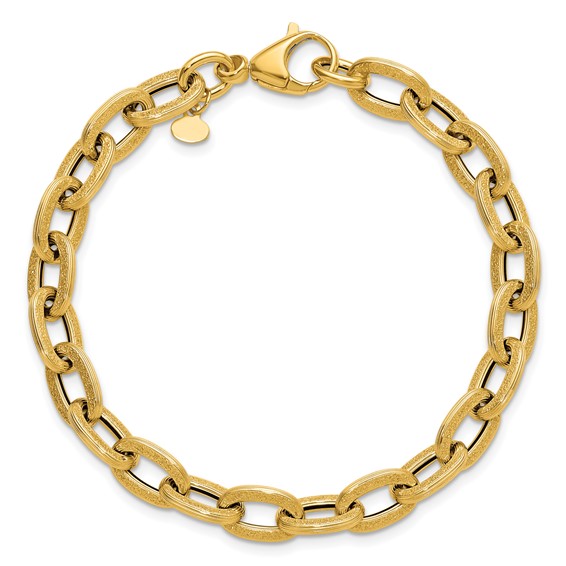 Leslie's 14K Polished and Textured Fancy Link Bracelet