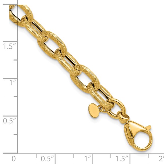 Leslie's 14K Polished and Textured Fancy Link Bracelet