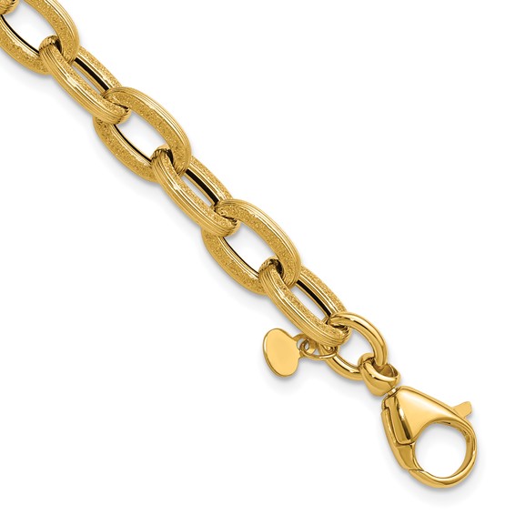 Leslie's 14K Polished and Textured Fancy Link Bracelet