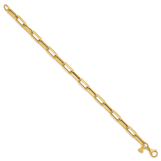 Leslie's 14K Polished and Textured Fancy Link Bracelet