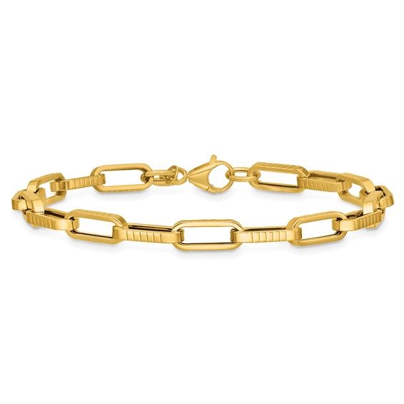 Leslie's 14K Polished and Textured Fancy Link Bracelet