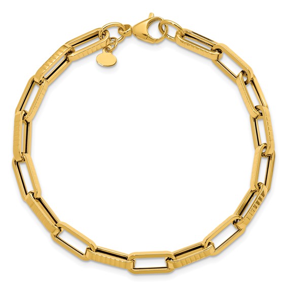 Leslie's 14K Polished and Textured Fancy Link Bracelet