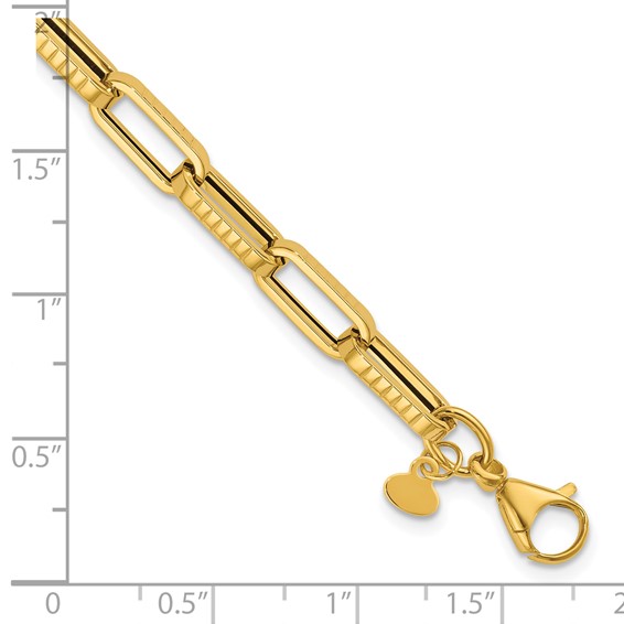 Leslie's 14K Polished and Textured Fancy Link Bracelet