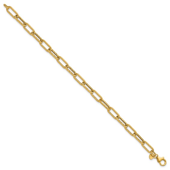 Leslie's 14K Polished and Textured Fancy Link Bracelet