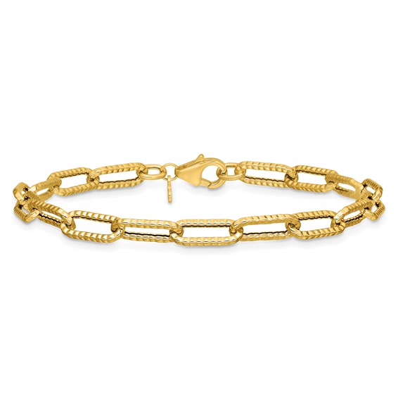 Leslie's 14K Polished and Textured Fancy Link Bracelet