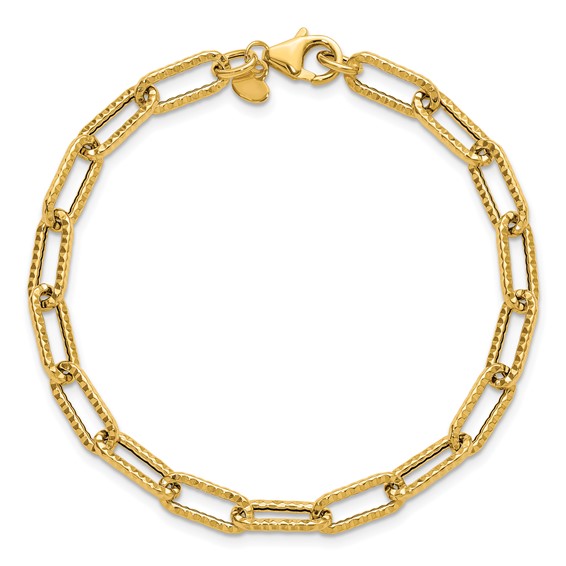 Leslie's 14K Polished and Textured Fancy Link Bracelet