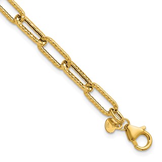 Leslie's 14K Polished and Textured Fancy Link Bracelet