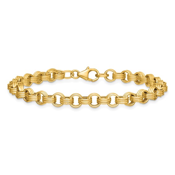 Leslie's 14K Polished and Textured Circle Link Bracelet