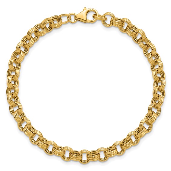 Leslie's 14K Polished and Textured Circle Link Bracelet