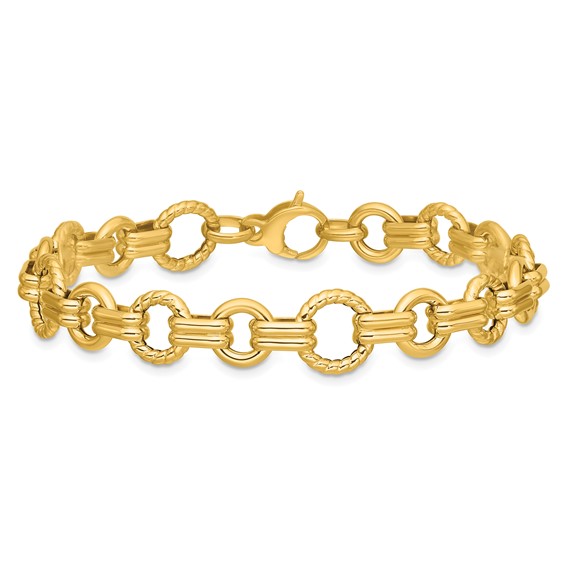 Leslie's 14K Polished and Twisted Circle Link Bracelet