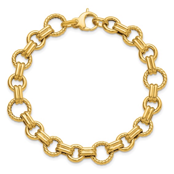 Leslie's 14K Polished and Twisted Circle Link Bracelet