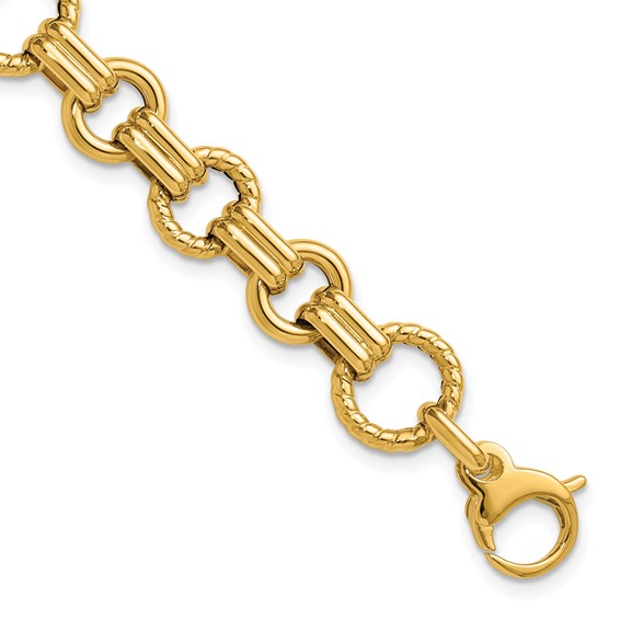 Leslie's 14K Polished and Twisted Circle Link Bracelet