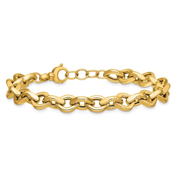 Leslie's 14K Polished Fancy Link with .5in ext. Bracelet