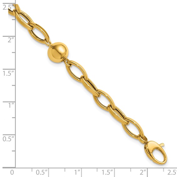 Leslie's 14K Polished Station Beads Fancy Link Bracelet