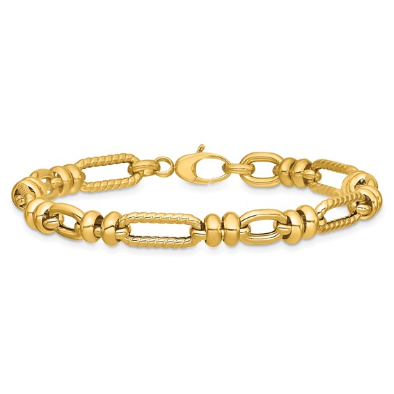 Leslie's 14K Polished and Twisted Fancy Link Bracelet