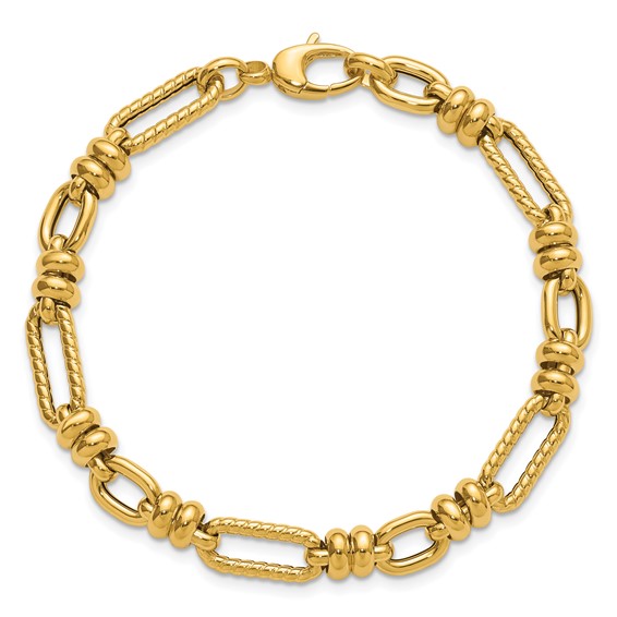Leslie's 14K Polished and Twisted Fancy Link Bracelet
