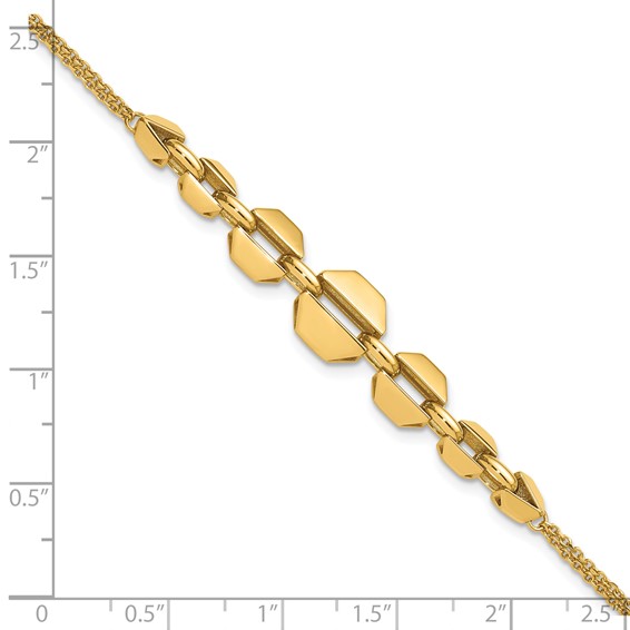 Leslie's 14K Polished  2-Strand Geometric Link with 1in ext. Bracelet