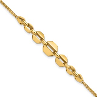 Leslie's 14K Polished  2-Strand Geometric Link with 1in ext. Bracelet