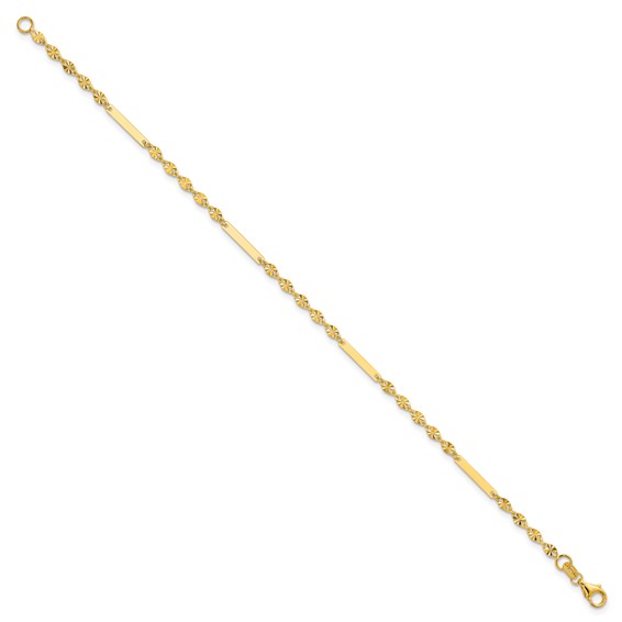 Leslie's 14K Polished and Diamond-cut Link and Bar Fancy Bracelet