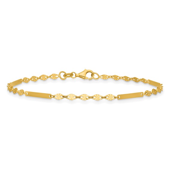 Leslie's 14K Polished and Diamond-cut Link and Bar Fancy Bracelet
