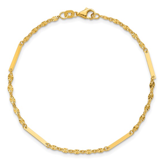 Leslie's 14K Polished and Diamond-cut Link and Bar Fancy Bracelet