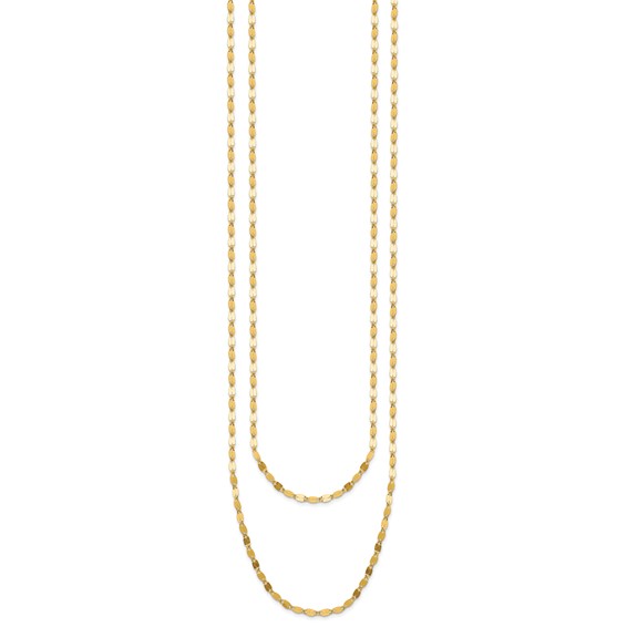 Leslie's 14K Polished Fancy 2-Strand Mirror Link Necklace