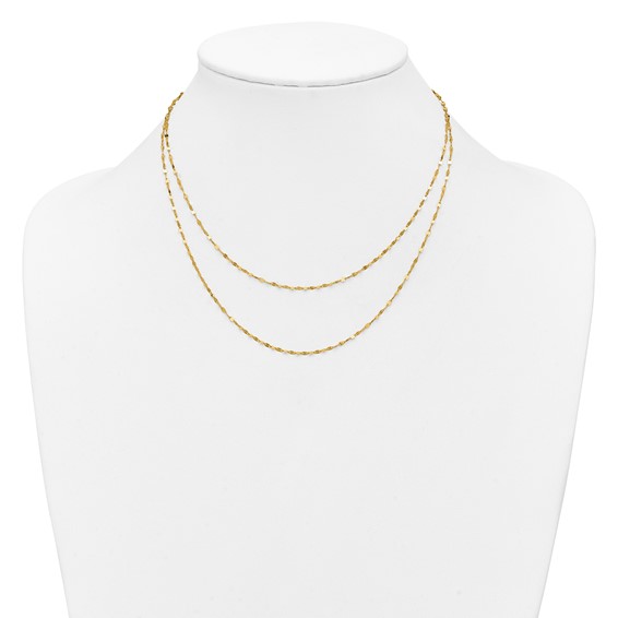 Leslie's 14K Polished Fancy 2-Strand Mirror Link Necklace