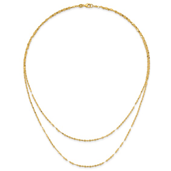 Leslie's 14K Polished Fancy 2-Strand Mirror Link Necklace