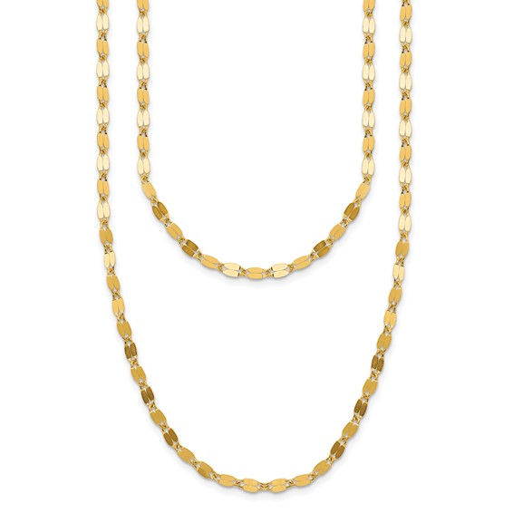 Leslie's 14K Polished Fancy 2-Strand Mirror Link Necklace