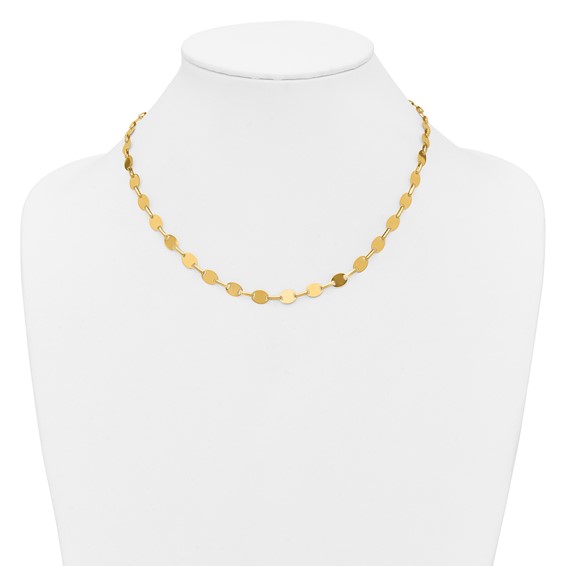 Leslie's 14K Polished Oval Disc Link Necklace