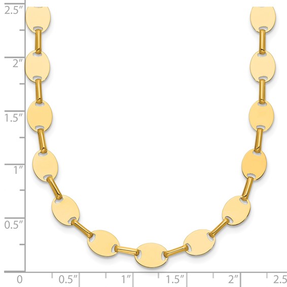 Leslie's 14K Polished Oval Disc Link Necklace