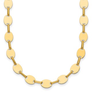 Leslie's 14K Polished Oval Disc Link Necklace