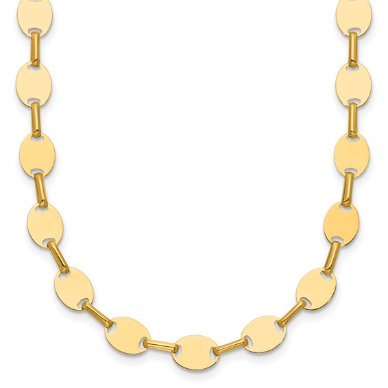 Leslie's 14K Polished Oval Disc Link Necklace