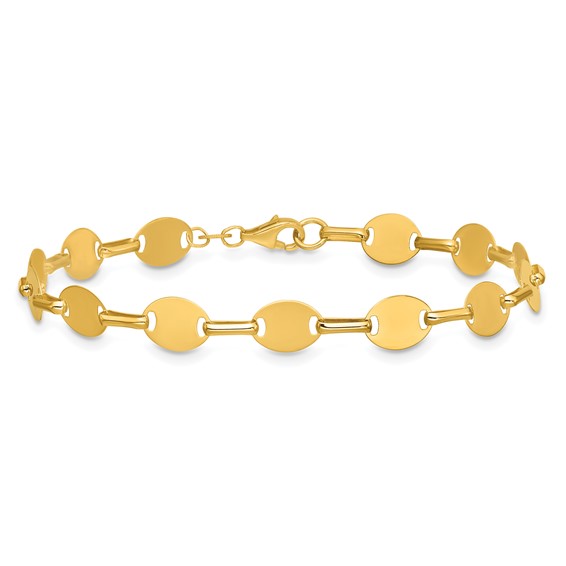 Leslie's 14K Polished Oval Disc Link Bracelet