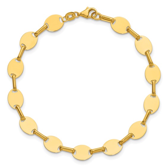 Leslie's 14K Polished Oval Disc Link Bracelet