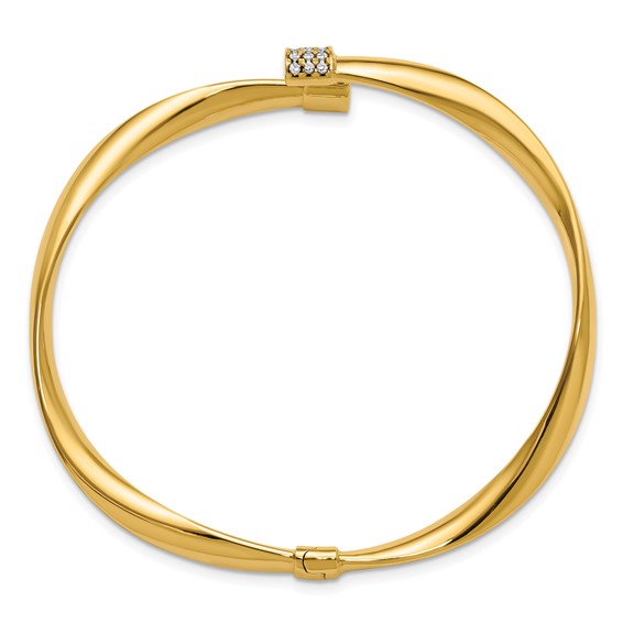 Leslie's 14K w/White Rhodium Polished Bypass Hinged Cuff Bangle