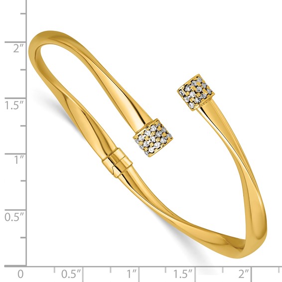 Leslie's 14K w/White Rhodium Polished Bypass Hinged Cuff Bangle