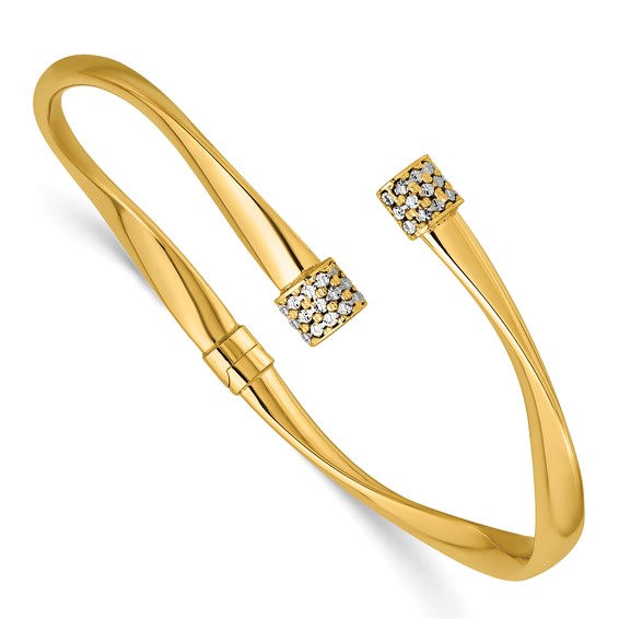 Leslie's 14K w/White Rhodium Polished Bypass Hinged Cuff Bangle