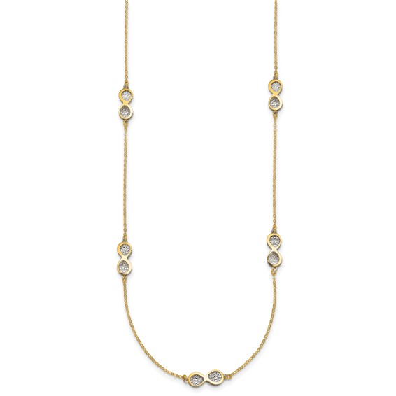 Leslie's 14K Polished w/White Rhodium D/C Infinity Station Necklace