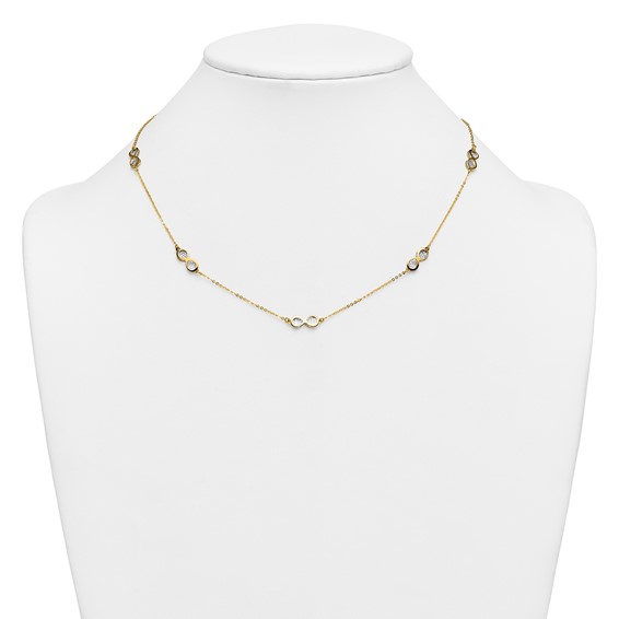 Leslie's 14K Polished w/White Rhodium D/C Infinity Station Necklace