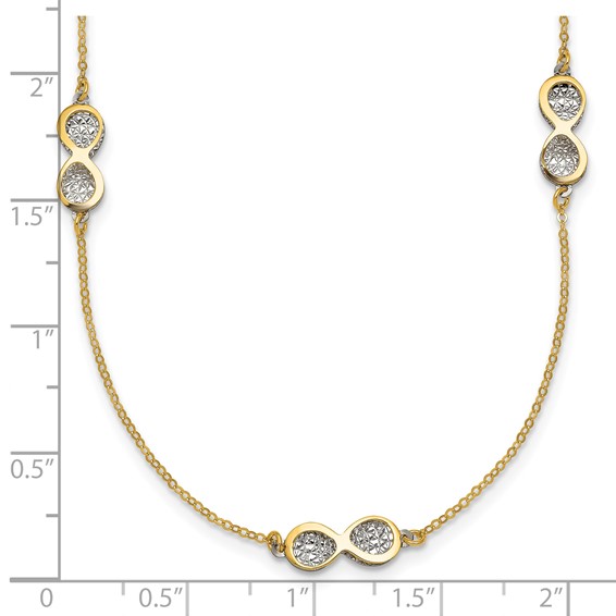 Leslie's 14K Polished w/White Rhodium D/C Infinity Station Necklace