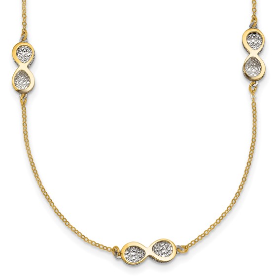 Leslie's 14K Polished w/White Rhodium D/C Infinity Station Necklace
