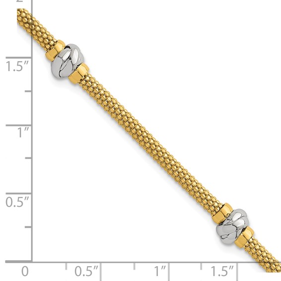 Leslie's 14K with White Rhodium Polished/Textured Knot Station Bracelet