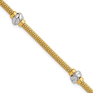 Leslie's 14K with White Rhodium Polished/Textured Knot Station Bracelet
