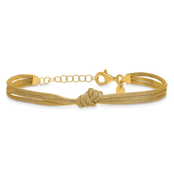 Leslie's 14K Polished and Textured Knot w/1in ext. Bracelet