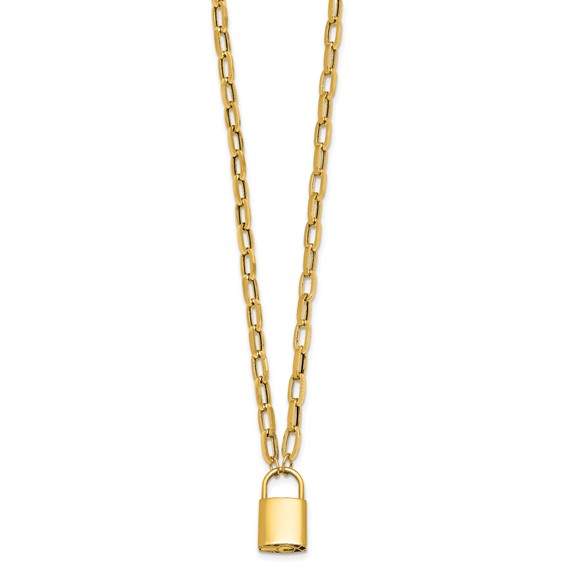 Leslie's 14K Polished Lock Fancy Link Necklace